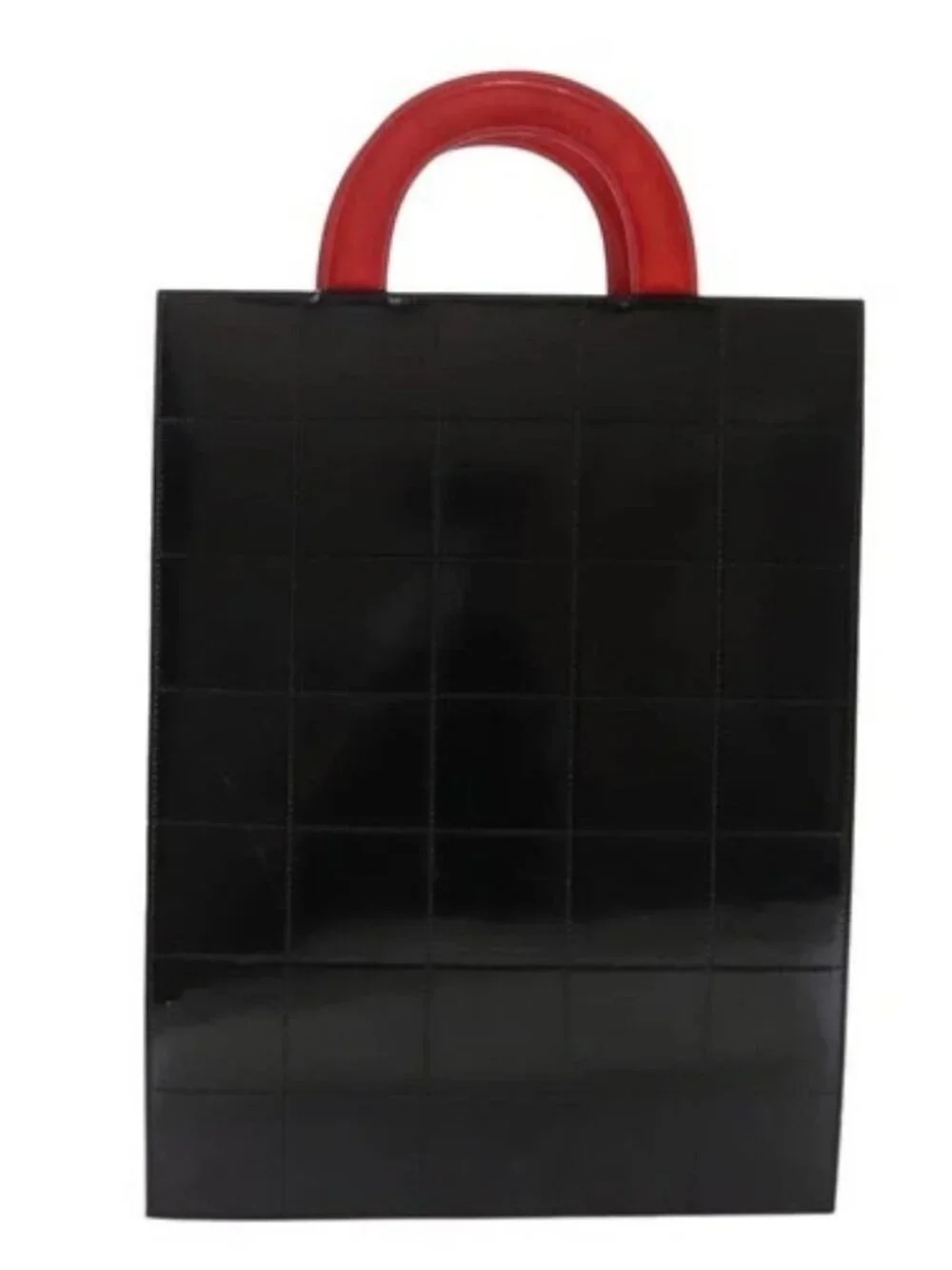 CHANEL Mademoiselle Choco Bar line Tote Bag Leather Red CC Auth bs21462